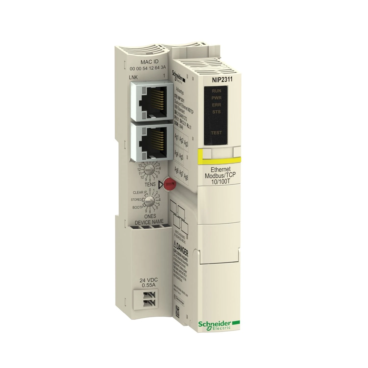 STBNIP2311 Schneider Electric verkkoliitäntämoduuli, Modicon STB, standardi, Ethernet, modbus TCP/IP, 10-100Mbits