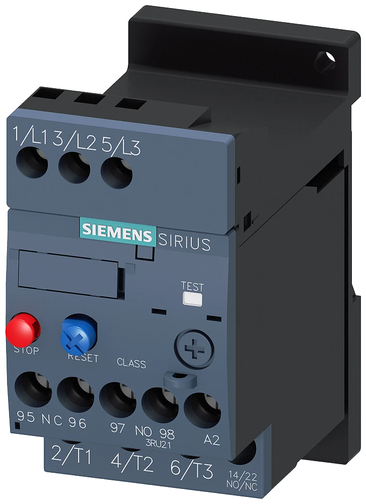 3RU2116-1JB1 Siemens Relais de surcharge 7,0...10 A Thermique Pour la protection du moteur Taille S00, Classe 10 Installation autonome Circuit principal : Vis Circuit auxiliaire : Vis Manuel-Automatique-Réinitialisation