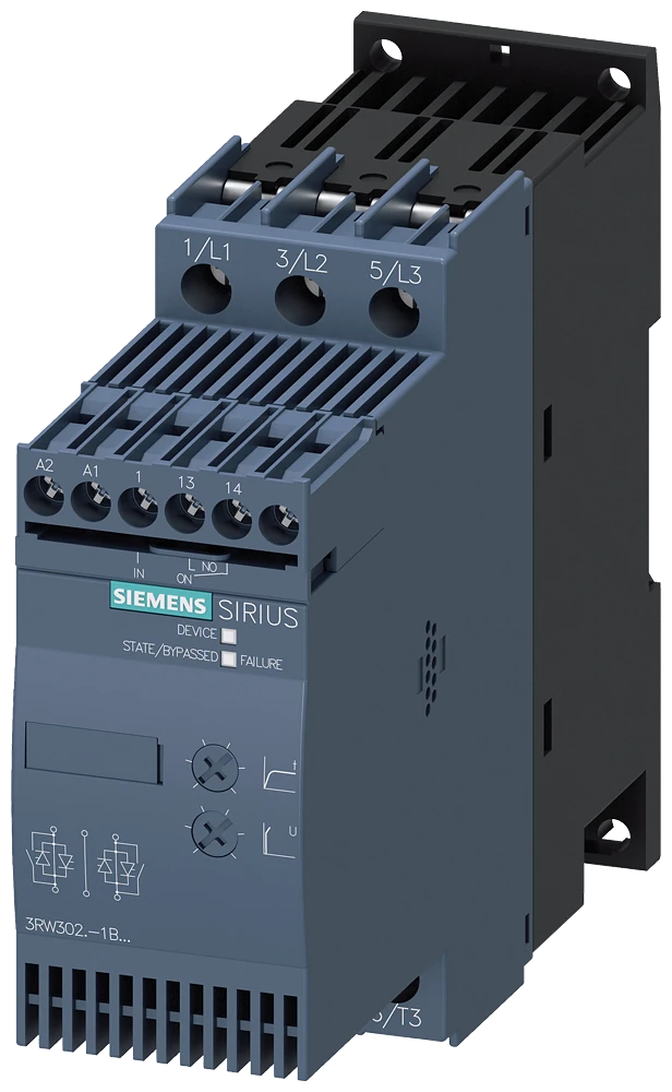 3RW3027-1BB14 SIRIUS pehmokäynnistin S0 32 A, 15 kW/400 V, 40 °C 200-480 V AC, 110-230 V AC/DC Kierreliittimet