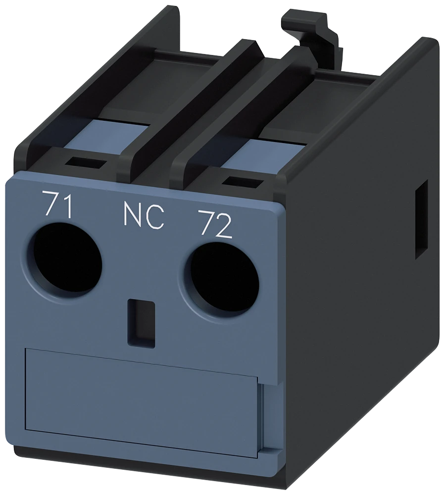 3RH2911-1AA01 Siemens interrupteur auxiliaire, en face avant, 1 NF, 71/72, circuit de courant : 1 NF, entrée de câble par le haut, borne à vis, pour contacteurs 3RT2 et contacteurs auxiliaires 3RH2