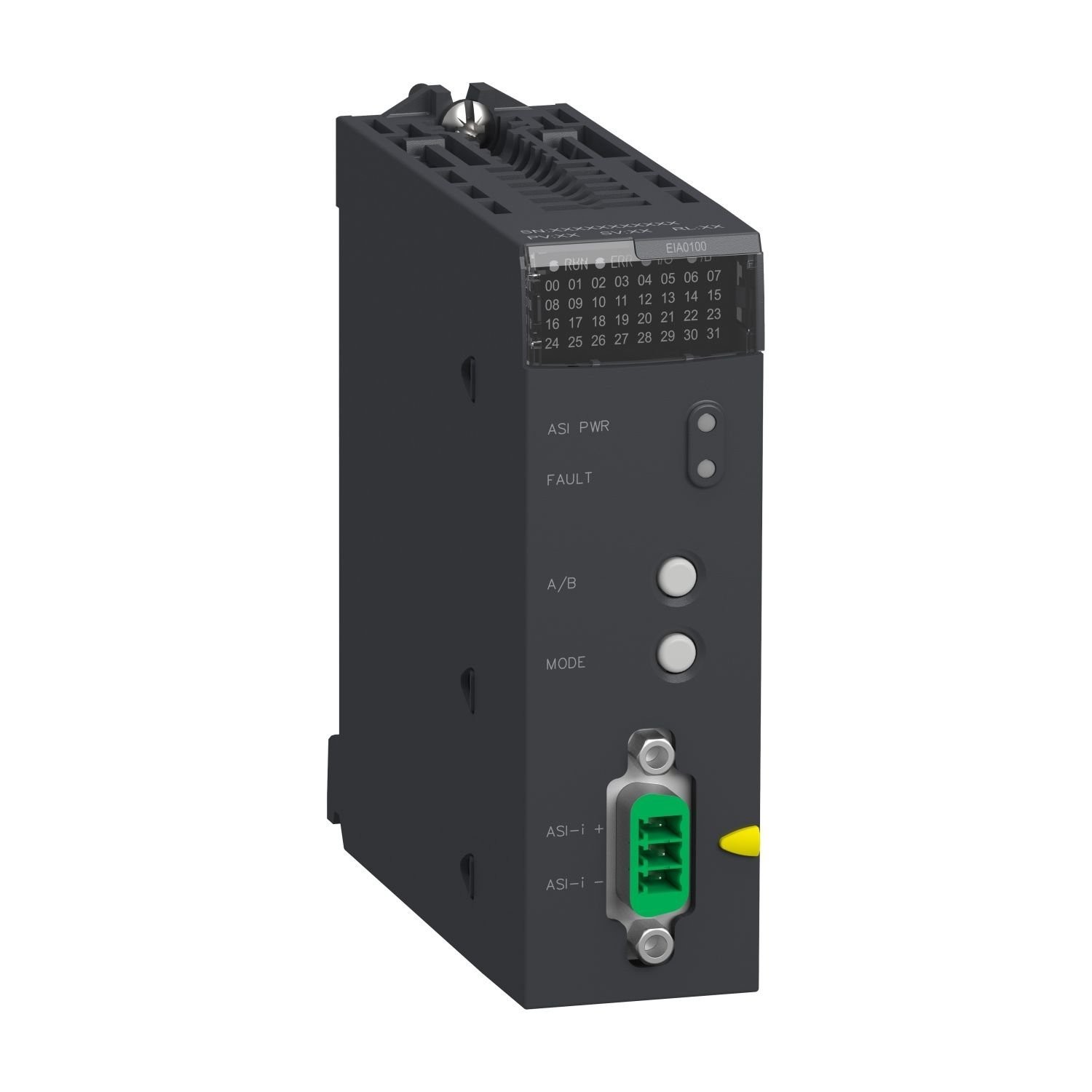 BMXEIA0100 master module, Modicon X80, upto 62 devices on discrete IO, upto 31 devices on analog IO