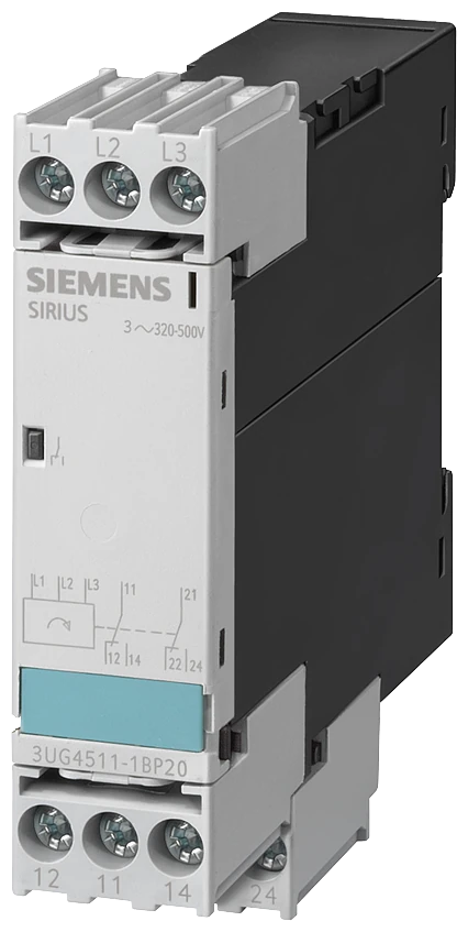 3UG4511-1AP20 phase sequence monitoring 3x320-500 V 1 CO analog monitoring relay phase sequence monitoring 3 x 320...500 V 50...60 Hz AC 1 changeover contact screw terminal