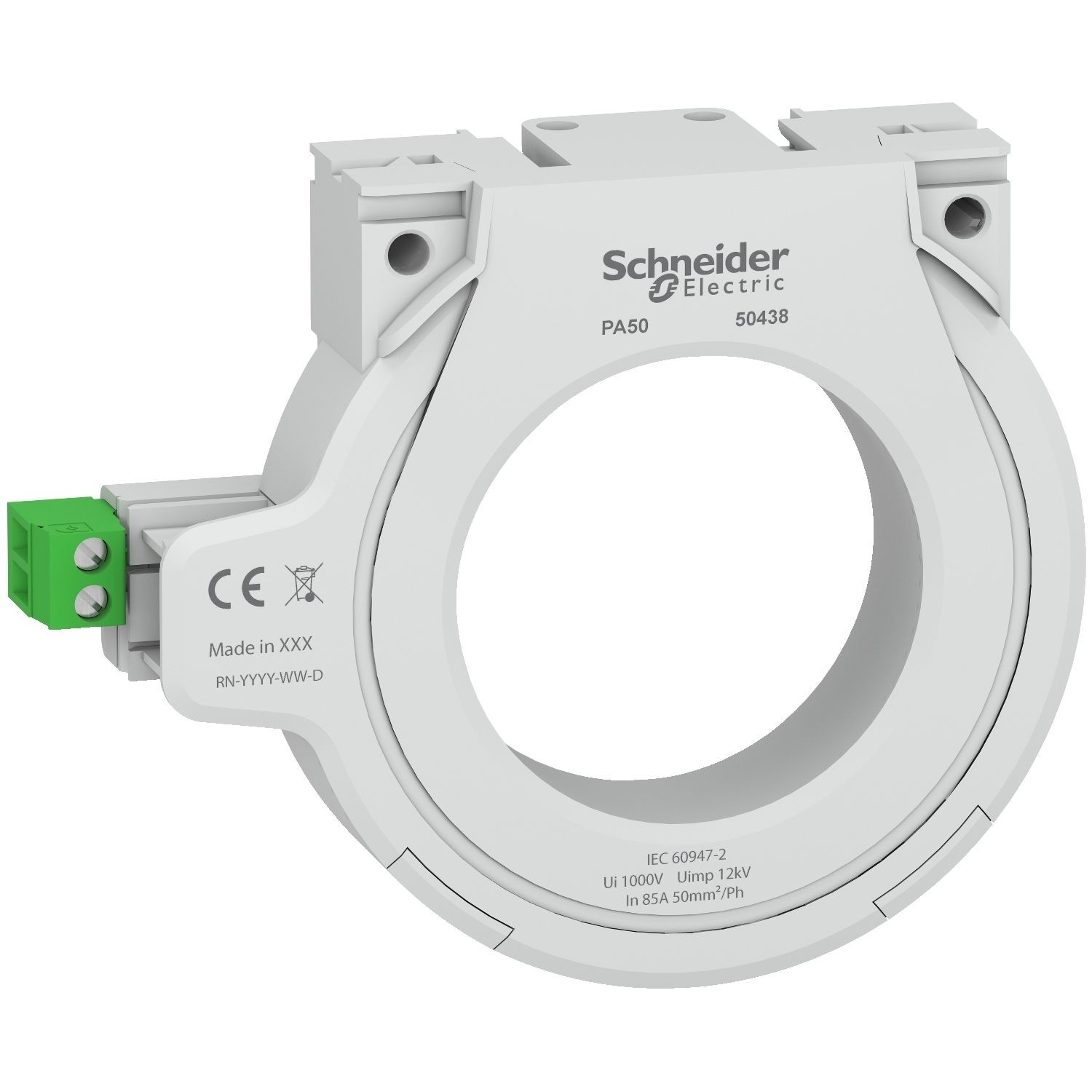 Schneider Electric 50438 Closed toroid A type, VigiPacT, Vigilohm, PA50, inner diameter 50mm, rated current 85A