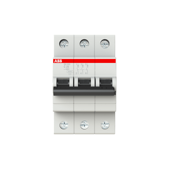 2CDS213001R0254 SH203-C25 Miniature Circuit Breaker - 3P - C - 25 A