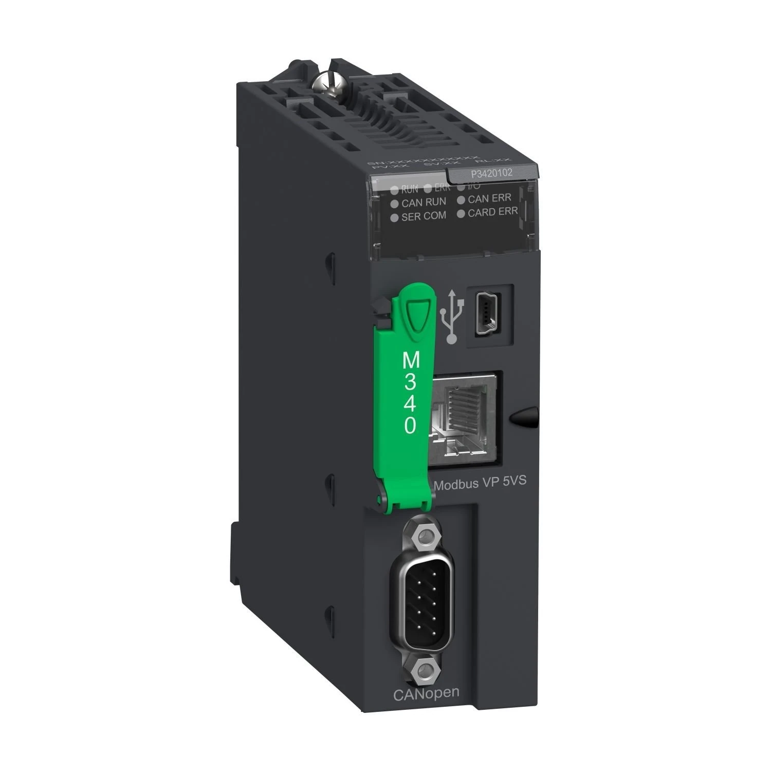 BMXP3420102 Schneider Electric processor, Modicon M340, max 1024 discrete, 256 analog IO, Modbus, CANopen