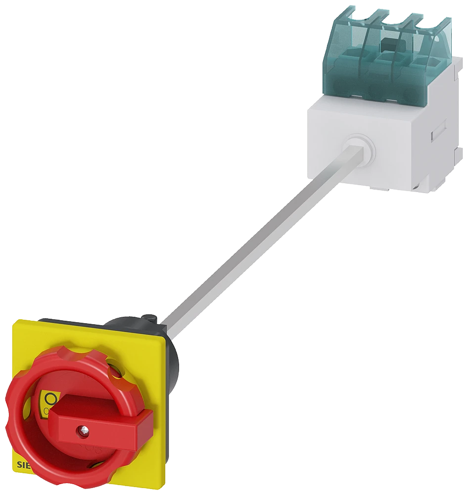 3LD2213-0TK53 Siemens SENTRON, Switch disconnector 3LD, emergency switching-off switch, 3- pole, Iu: 32 A, operating power / at AC-23 A 400 V: 11.5 kW, floor mounting with door coupling, rotary operating mechanism, Red / yellow, 4-hole mounting of the han