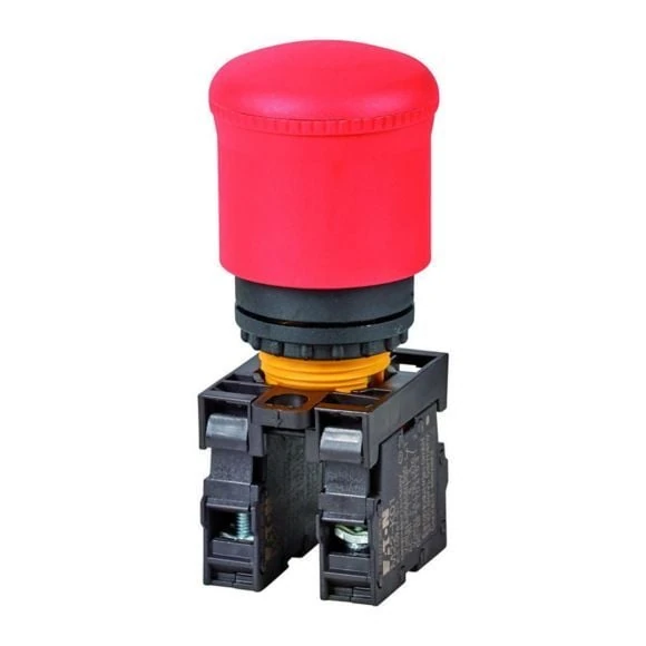 216516 EATON M22-PV/K11 - Emergency stop/emergency switching off pushbutton, RMQ-Titan, Mushroom-shaped, 38 mm, Non-illuminated, Pull-to-release function, 1 NC, 1 N/O, Red, yellow
