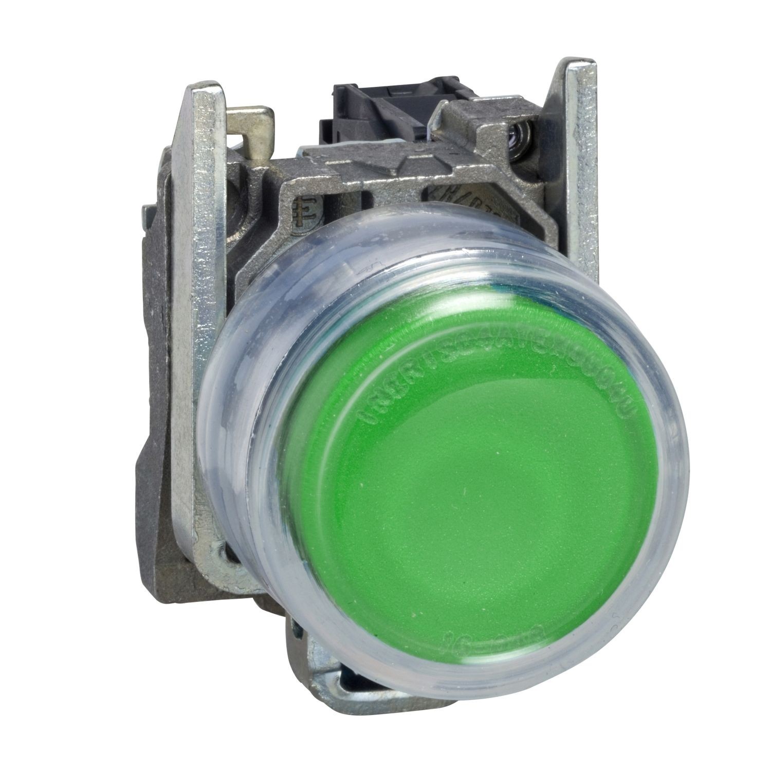 Schneider Electric XB4BP31 Push button, Harmony XB4, metal, projecting, green, 22mm, spring return, booted, unmarked, 1NO