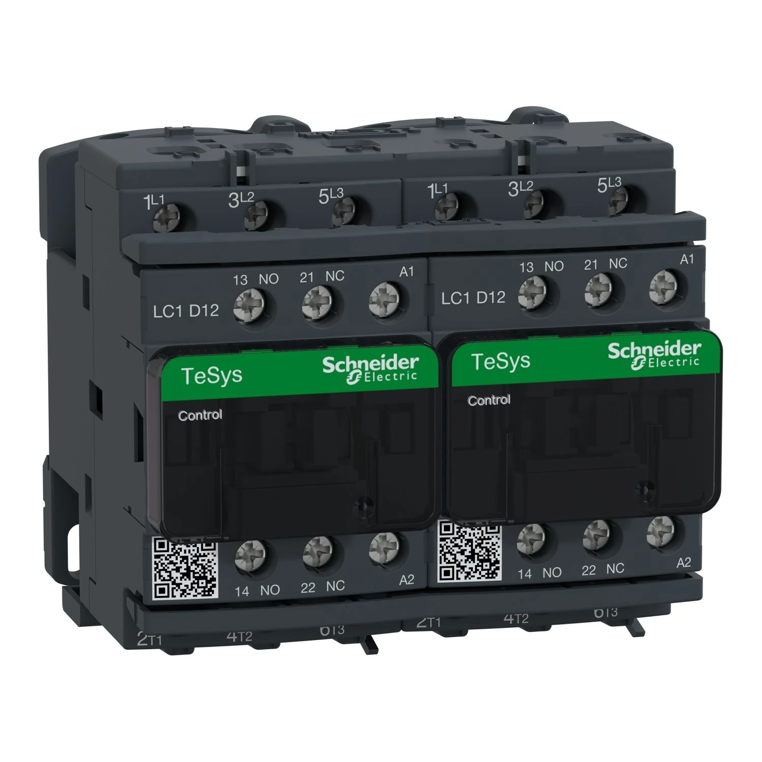 LC2D12F7 Schneider Electric Reversing Contactor, TeSys Deca, 3P(3NO), AC-3, <=440V, 12A, 110V AC 50/60Hz coil, screw clamp terminals
