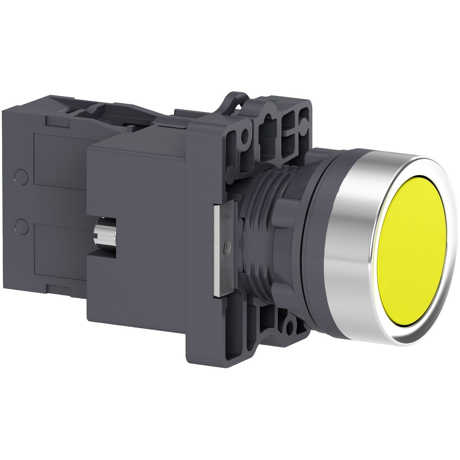 XA2EW35B1 Complete illuminated push button, Easy Harmony XA2, plastic, flush, amber, 22mm, spring return, 24V AC DC, 1NO