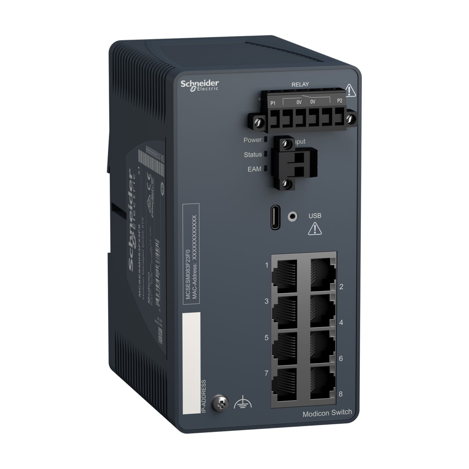 MCSESM083F23F0 network switch, Modicon Networking, managed, 8 ports for copper