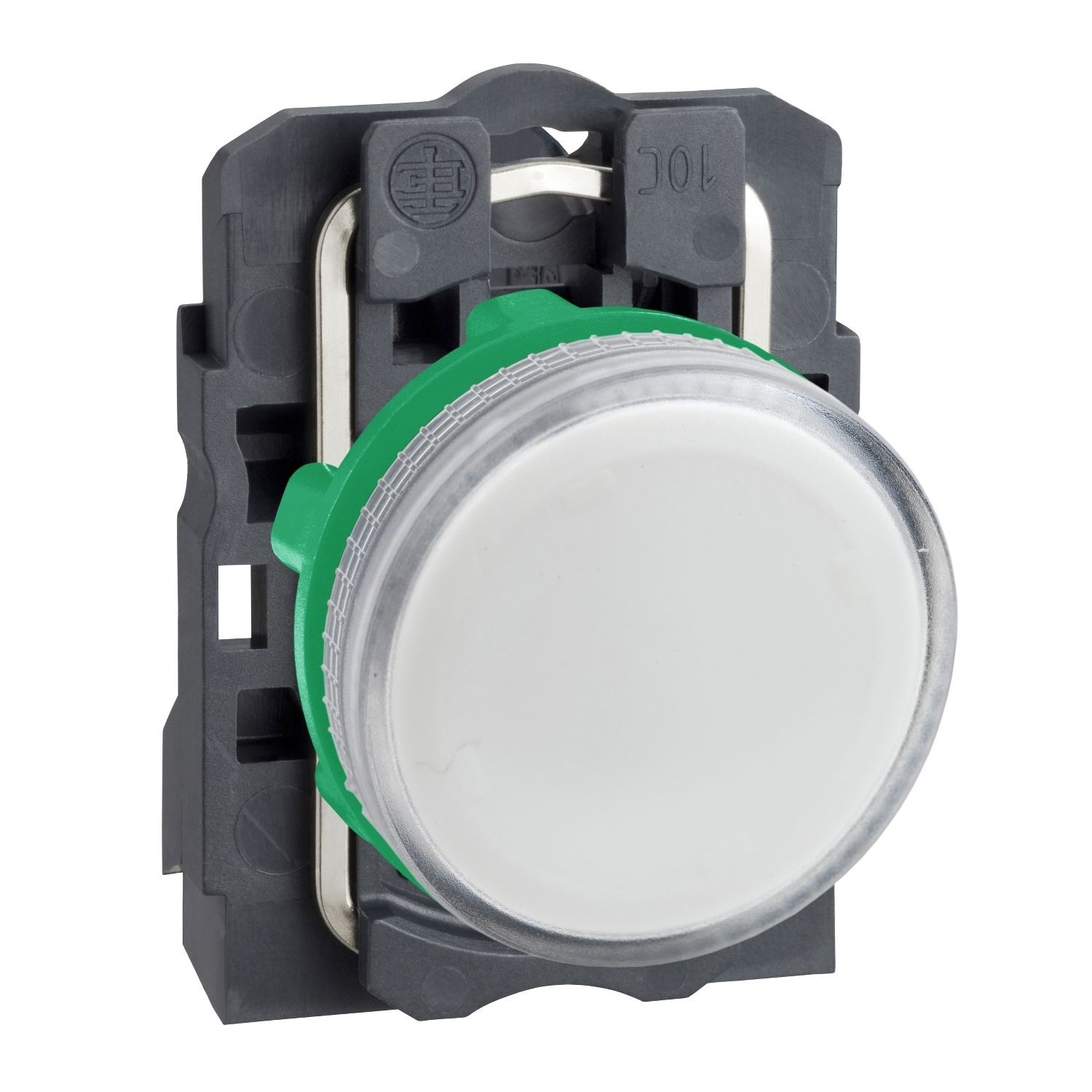 XB5AV61 Pilot light, Harmony XB5, white, plastic, 22mm, plain lens, BA9s bulb, 250V