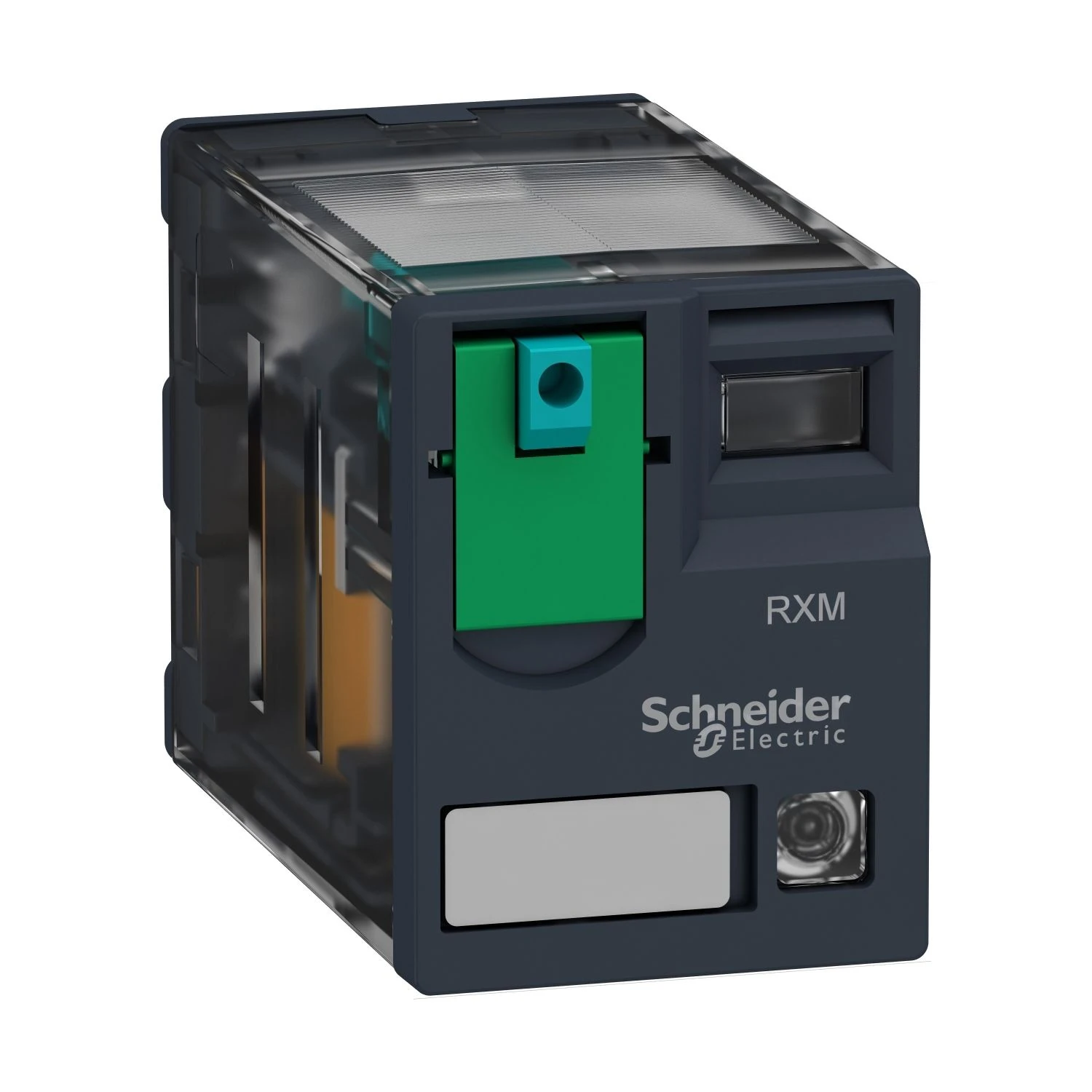 RXM4AB2BD Schneider Electric miniature plug in relay, Harmony Electromechanical Relays, 6A, 4CO, with LED, lockable test but to n, 24V DC