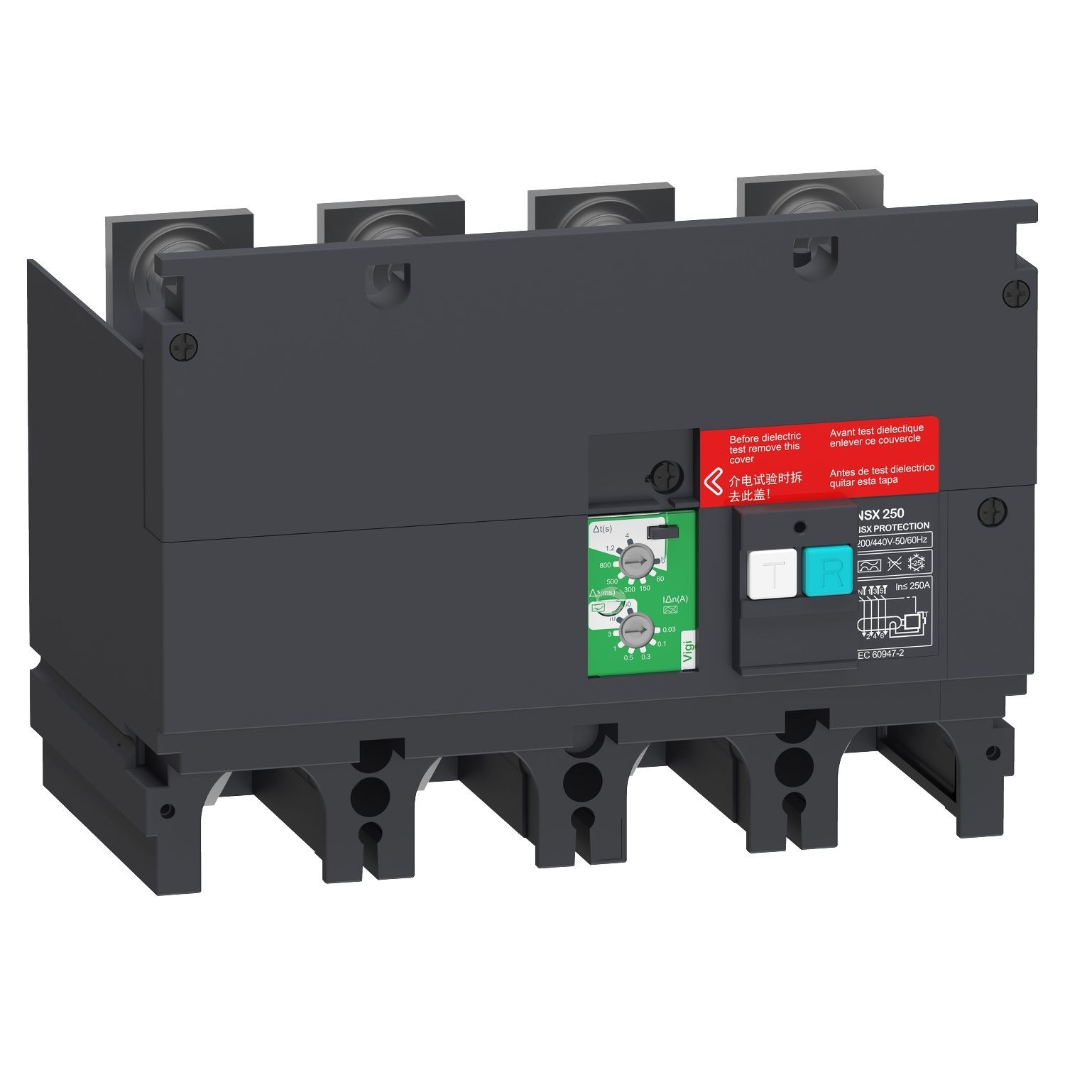LV429493 Earth-leakage add-on protection module VigiPacT, ComPacT NSX 250, 200VAC to 440VAC, 30mA to 30A, 4 poles