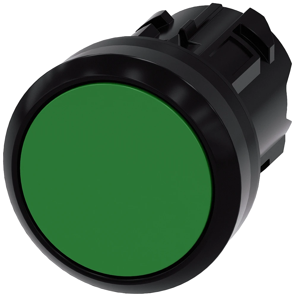 3SU1000-0AB40-0AA0 Siemens Pushbutton, 22 mm, round, plastic, green, pushbutton, flat momentary contact type