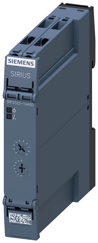 3RP2525-1AW30 Siemens Timing relay, electronic on-delay 1 change-over contact, 7 time ranges 0.05 s...100 h 12-240 V AC/DC at 50/60 Hz AC with LED, screw terminal