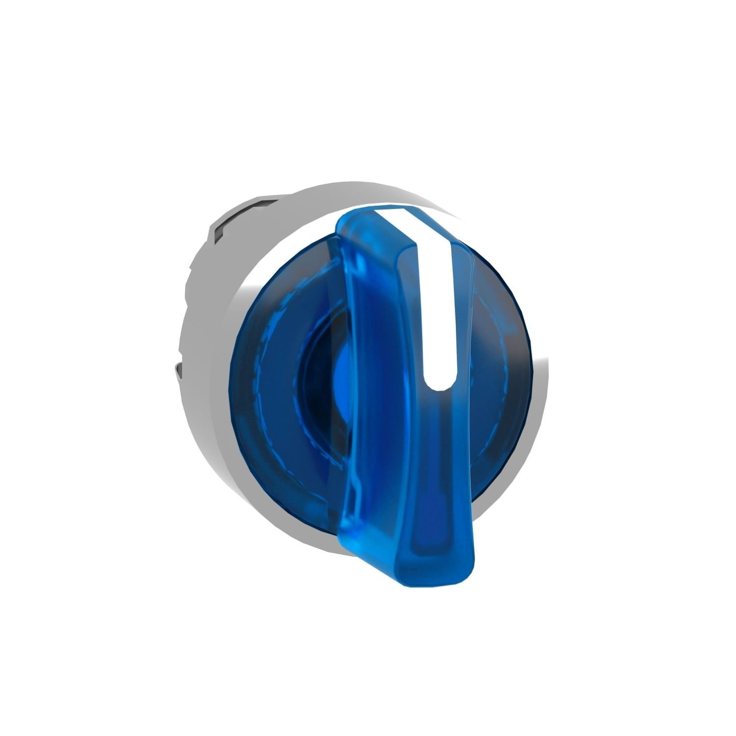 ZB4BK1563 Head for illuminated selector switch, Harmony XB4, chromium metal, blue handle, 22mm, universal LED, 3 positions,
