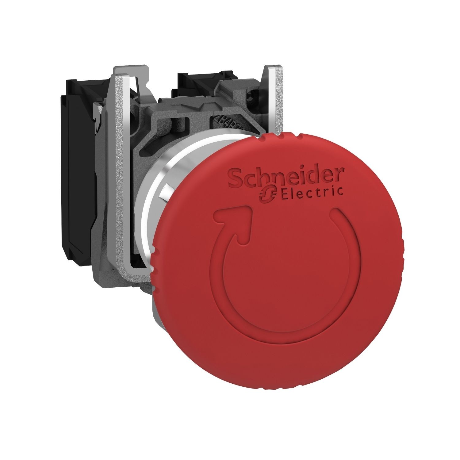 Schneider Electric XB4BS8444 Emergency stop push button, Harmony XB4, metal, red mushroom, 40mm, 22mm, trigger latching turn to release, 2NC