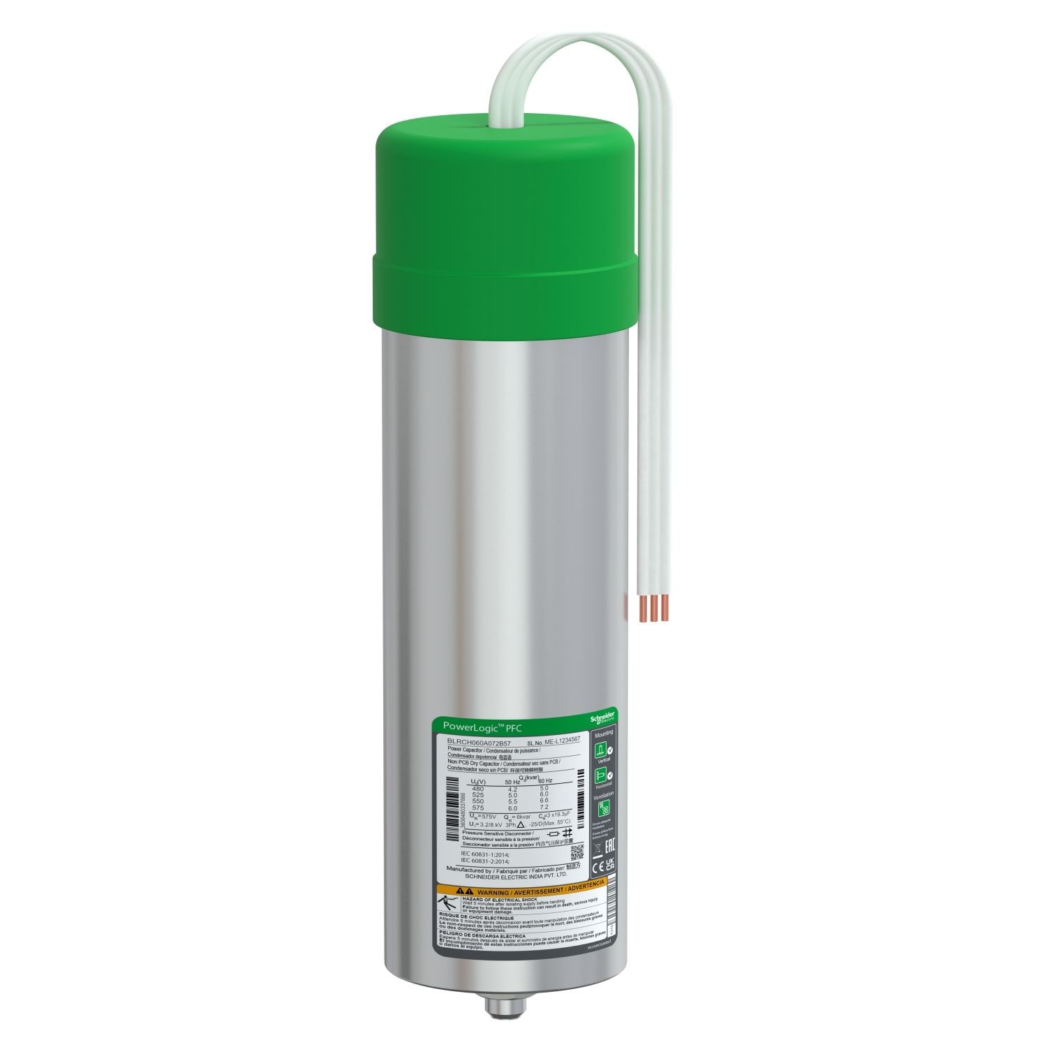 BLRCH088A106B48 heavy duty PowerLogic PFC Capacitor, 8.8/10.6 kvar - 480 V - 50/60Hz