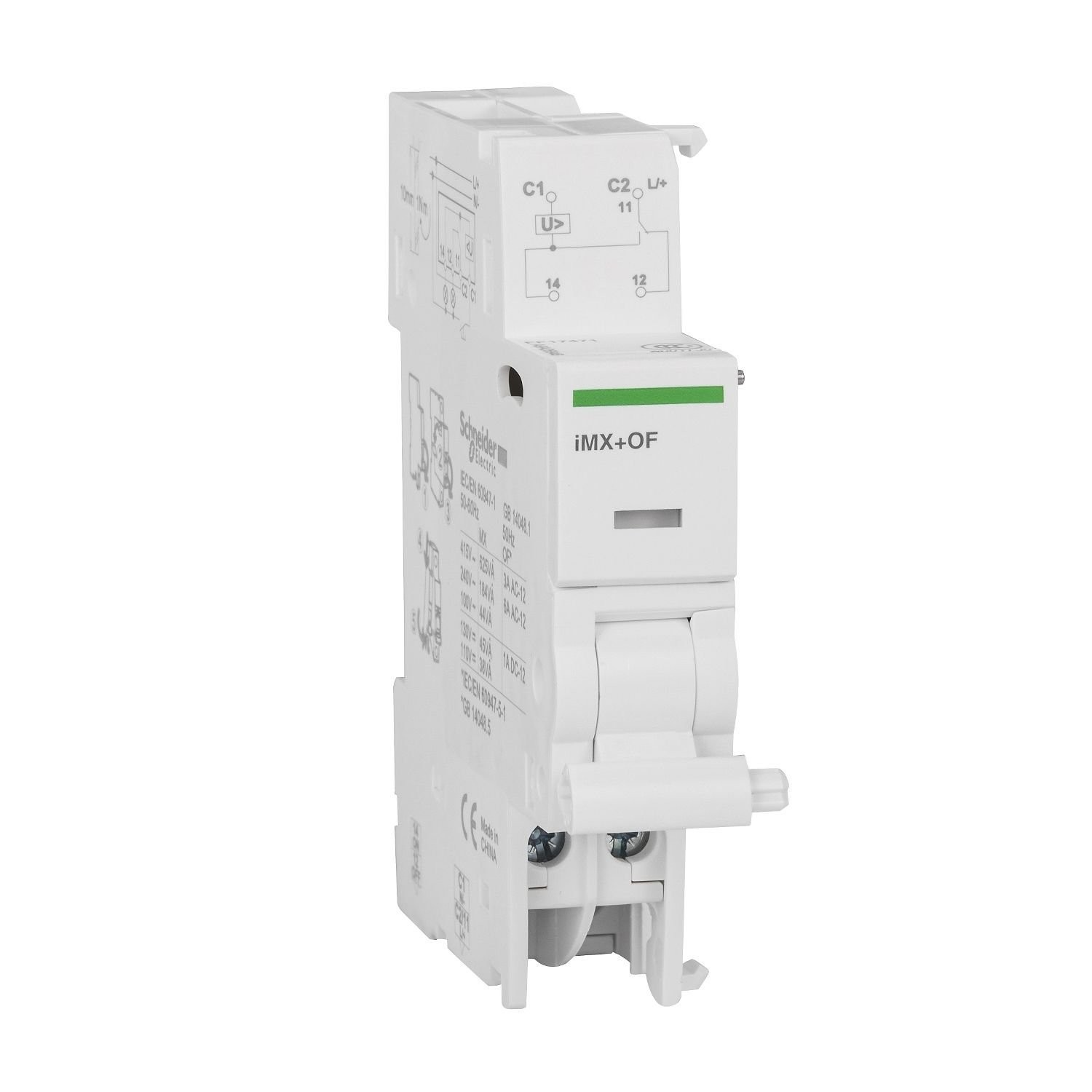 Schneider Electric A9A26946 shunt trip release with OC contact, Acti9, iMX+OF, voltage release, 100...415 VAC