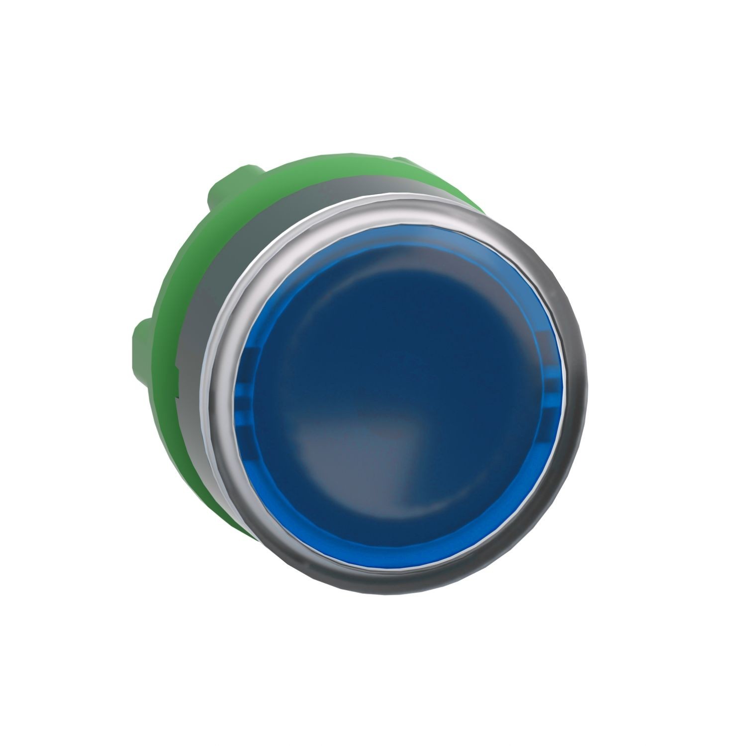 ZB5AW363 Head for illuminated push button, Harmony XB5, plastic, blue flush, 22mm, universal LED, spring return, plain lens