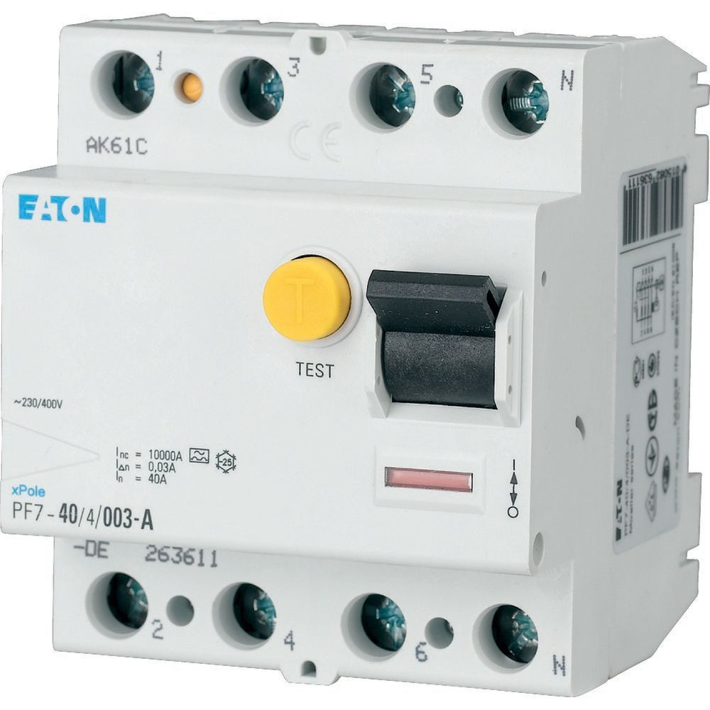 263584 PF7-25/4/003-DE - Residual current circuit breaker (RCCB), 25A, 4 p, 30mA, type AC