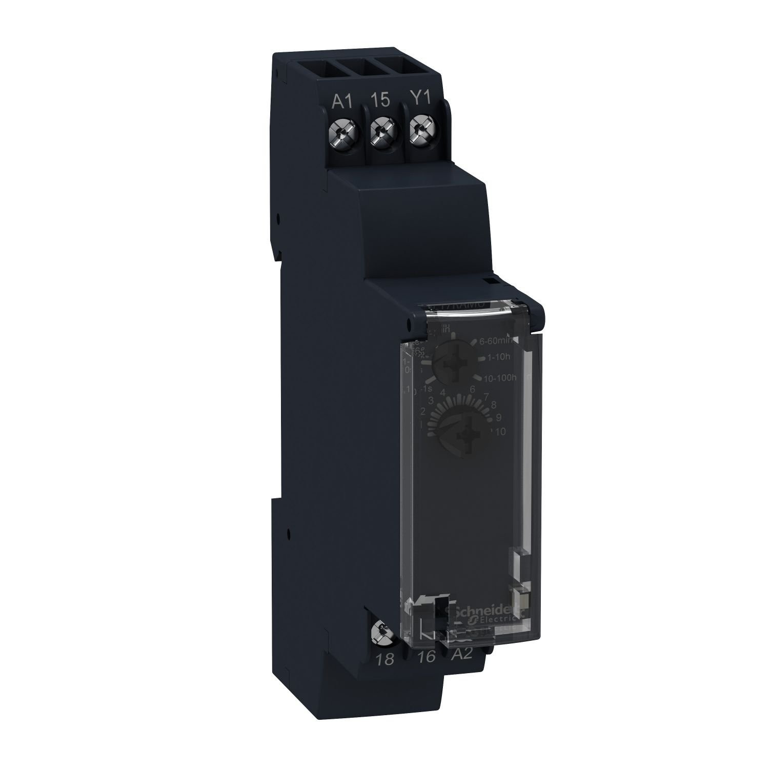 RE17LCBM single function relay, Harmony Timer Relays, 0.7A, 1s..100h, off delay, solid state output, 24 to 240V AC