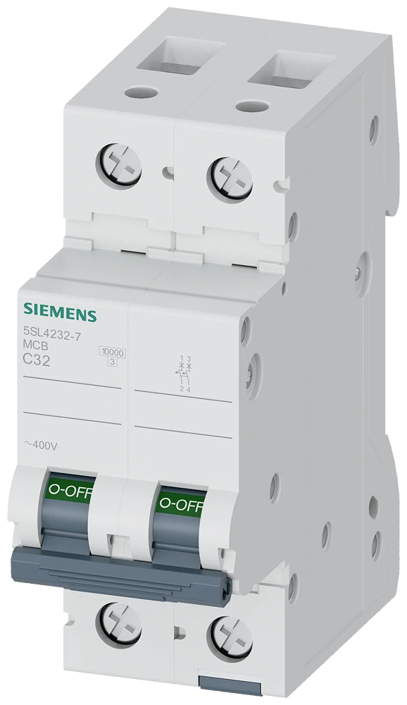 5SL4232-7 Siemens Miniature circuit breaker 400 V 10kA, 2-pole, C, 32 A