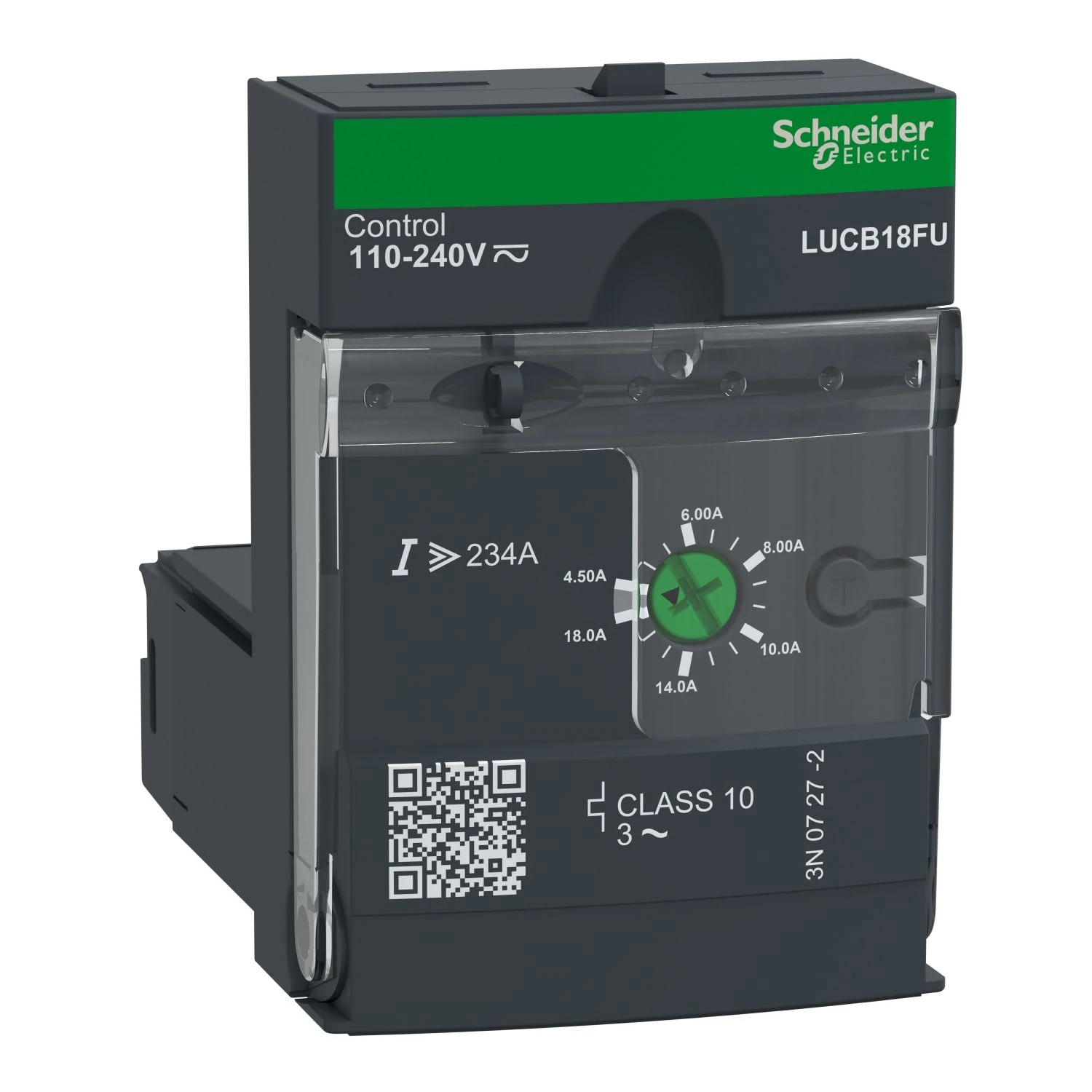 LUCB18FU Schneider Electric Erweiterte Steuereinheit, TeSys Ultra, 3P, 4,5 bis 18 A, 690 VAC, Schutz und Diagnose, Klasse 10, 110 bis 240 VAC/DC-Spule