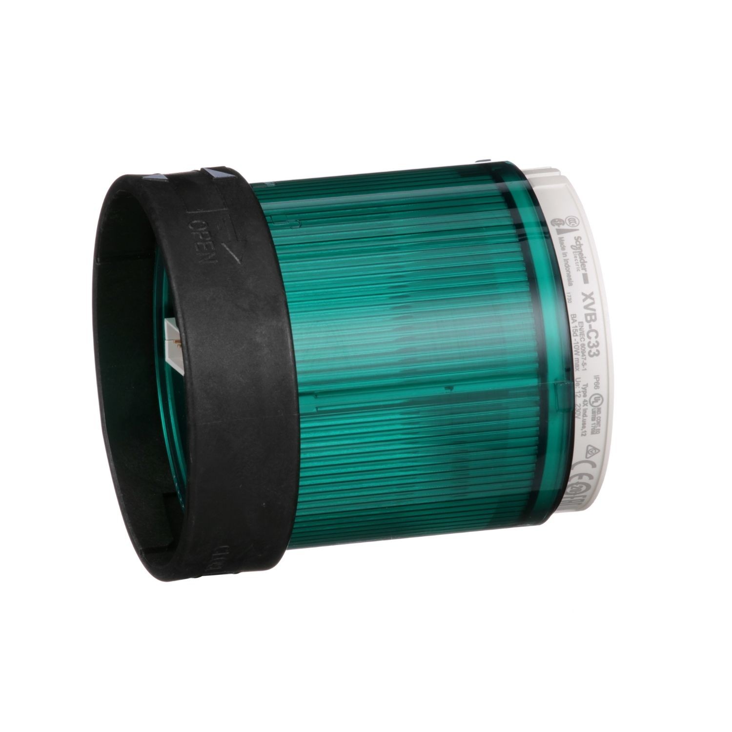 XVBC33 Indicator bank, Harmony XVB, illuminated unit, plastic, green, 70mm, steady, bulb or LED not included, 250V