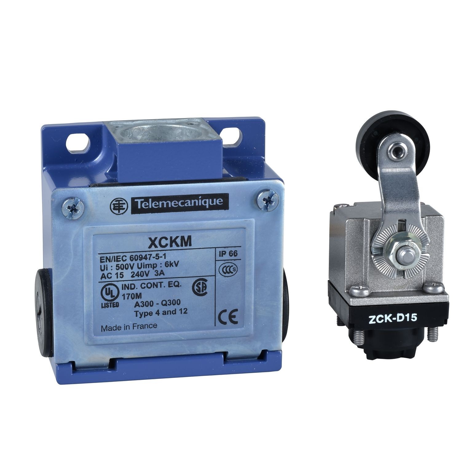 Telemecanique XCKM115 Limit switch, Limit switches XC Standard, XCKM, thermoplastic roller lever, 1NC+1 NO, snap action, Pg11