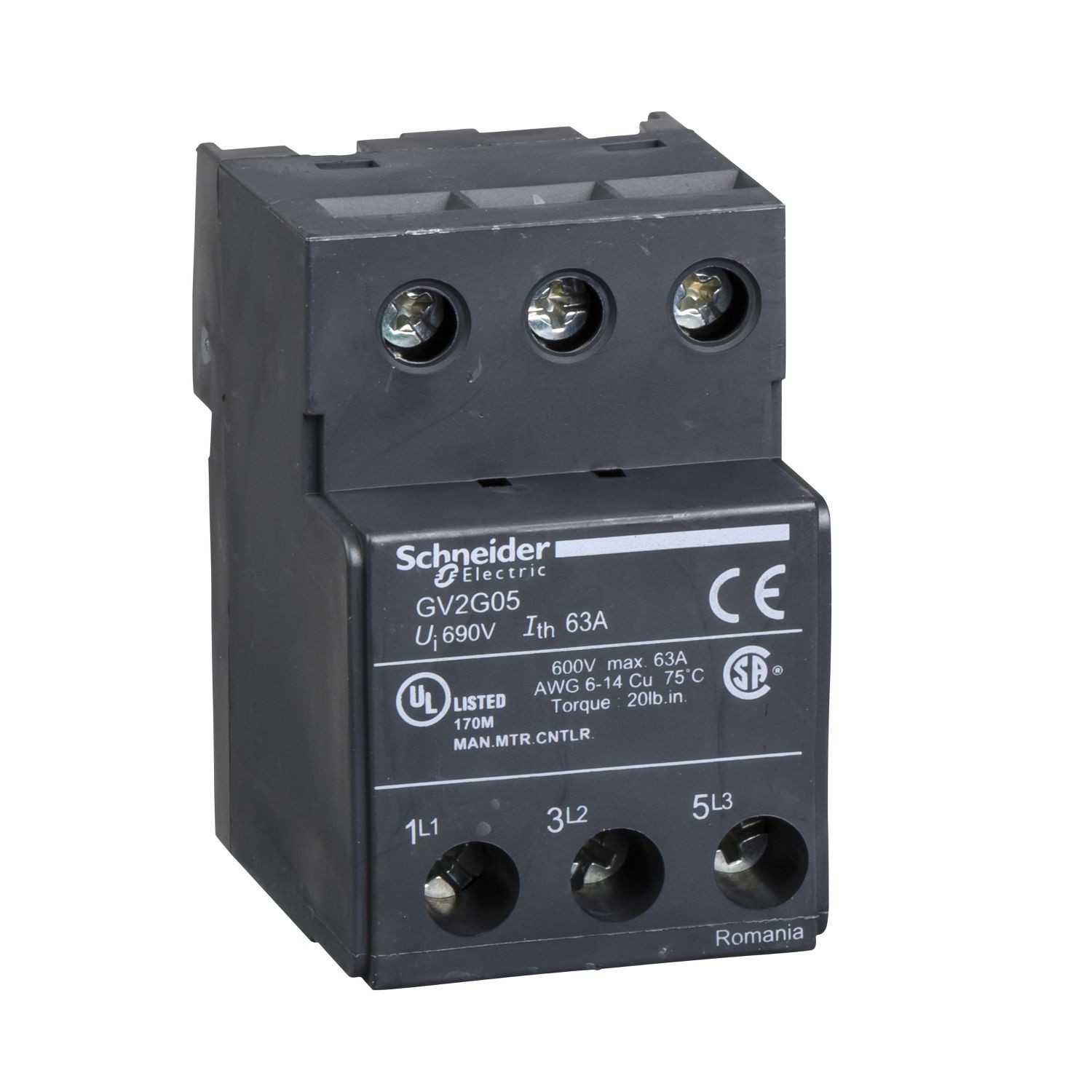 GV2G05 Terminal block,TeSys Deca & TeSys U, for GV1L3 3P