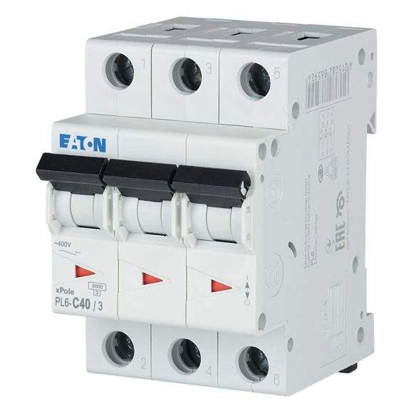 286605 PL6-C40/3 - Miniature circuit breaker (MCB), 40 A, 3p, characteristic: C
