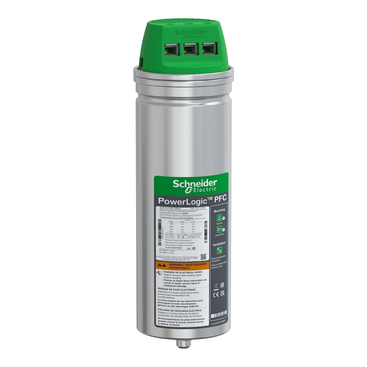 BLRCH100A120B44 heavy duty PowerLogic PFC Capacitor, 10/12 kvar - 440 V - 50/60Hz