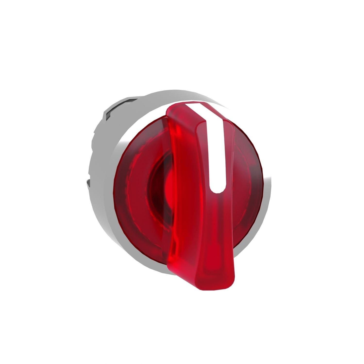 ZB4BK1343 Head for illuminated selector switch, Harmony XB4, chromium metal, red handle, 22mm, universal LED, 3 positions, stay put