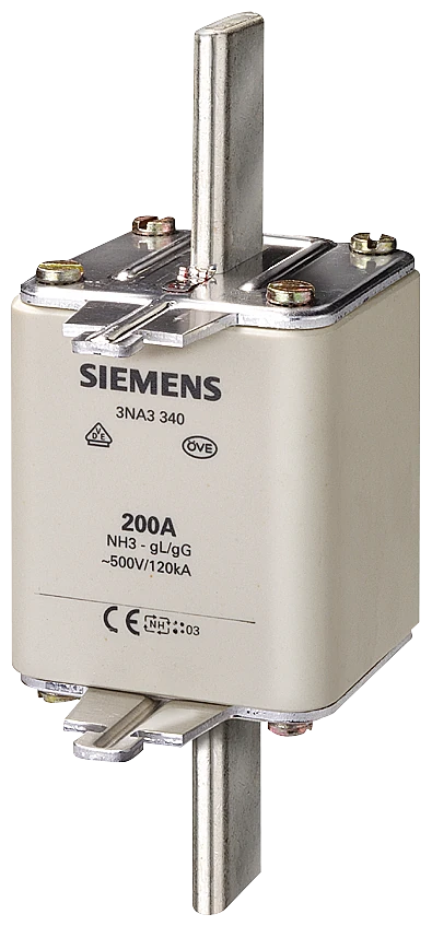 3NA3365 Siemens Fusible HPC BT, NH3, In : 500 A, gG, Un CA : 500 V, Un CC : 440 V, indicateur avant, cosses sous tension