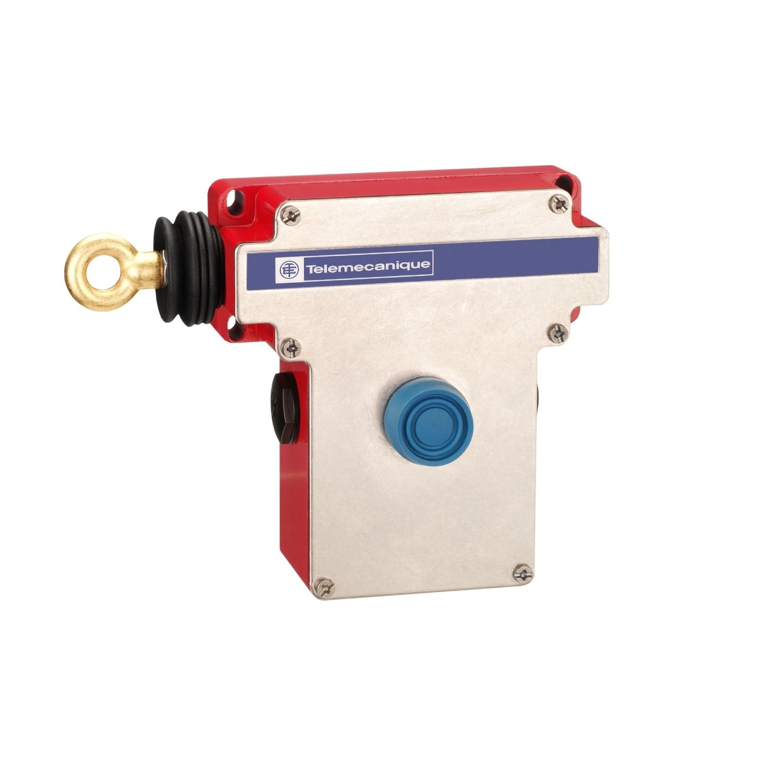 XY2CE2A250 Latching emergency stop rope pull switch, Telemecanique rope pull switches XY2C, e XY2CE, LH side -1NC+1 NO, booted pushbutton