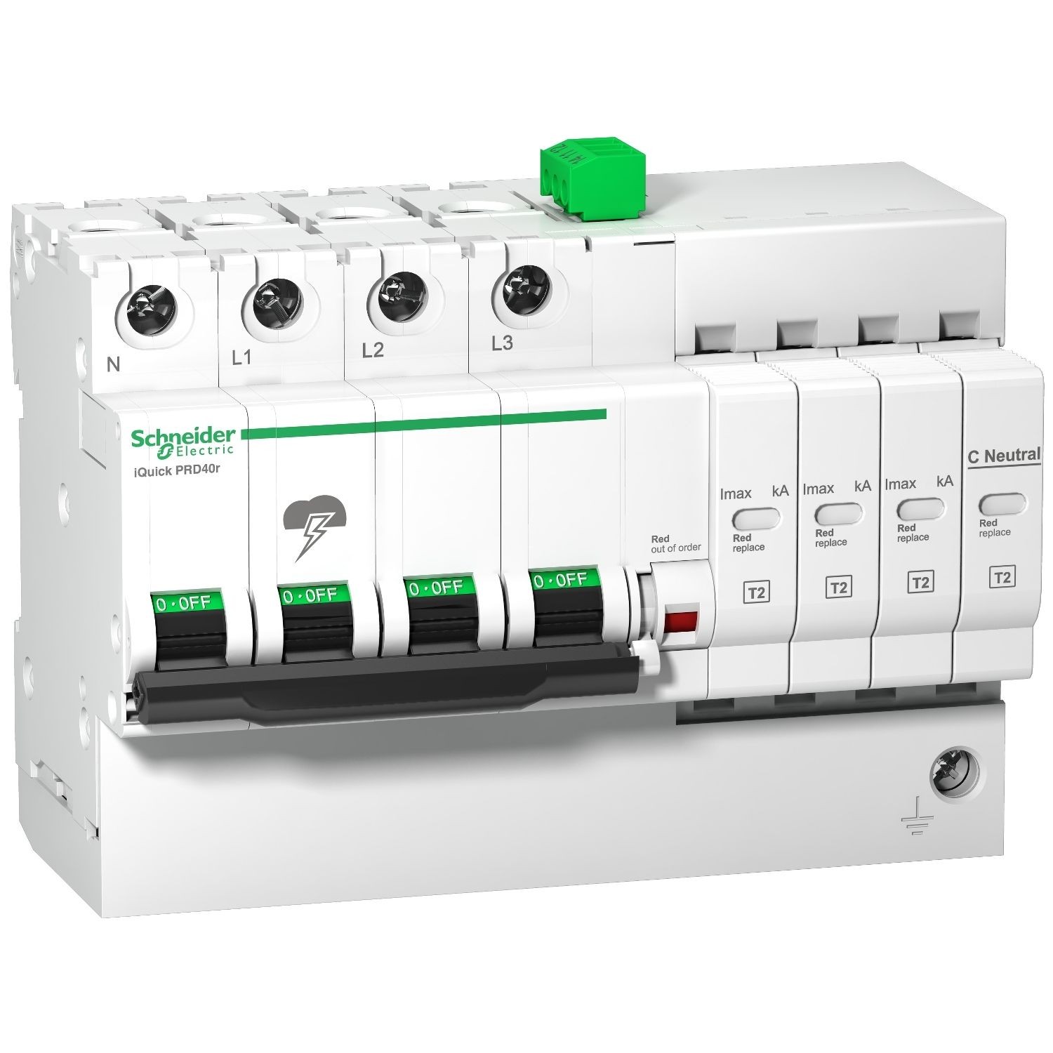 Schneider Electric A9L16297 iQuick PRD20r modular surge arrester - 3 poles + N - 350V - with remote transfer