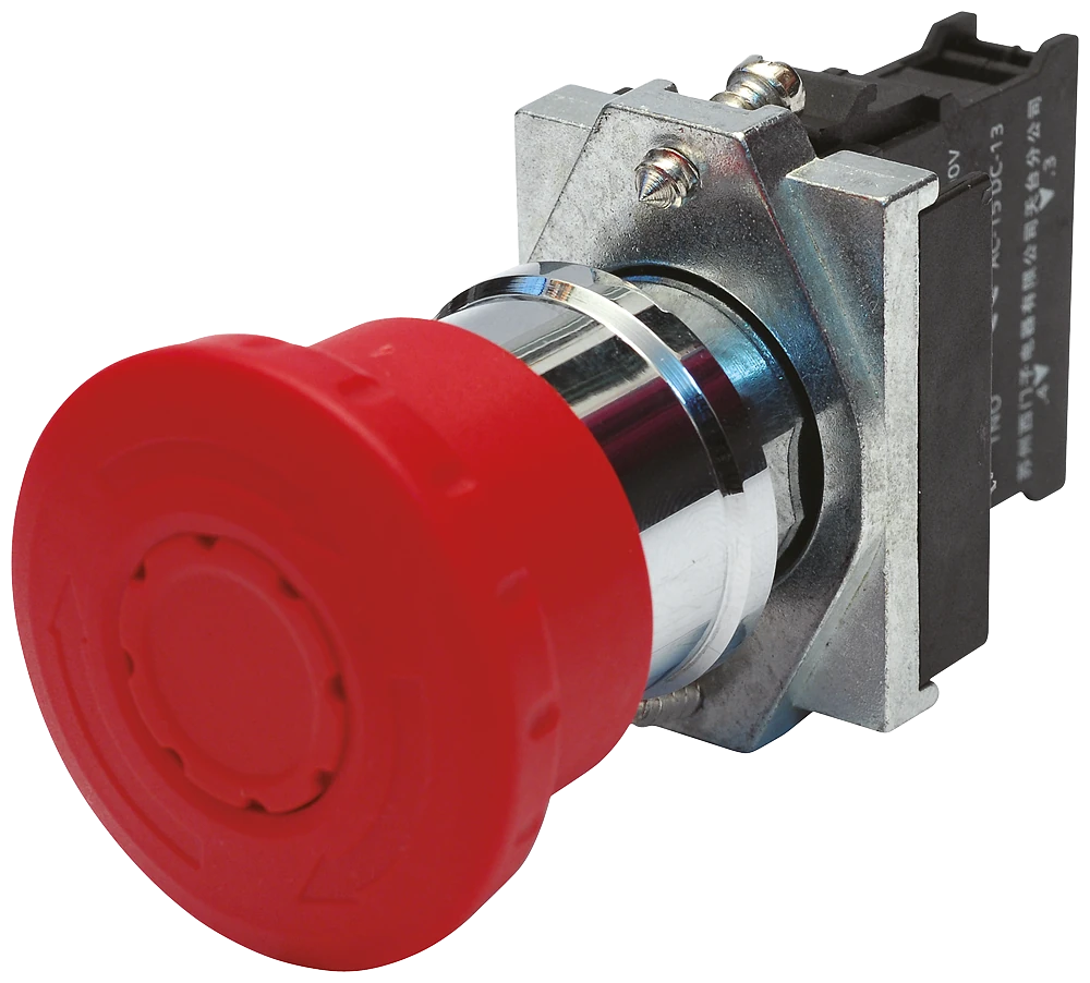 3SB6160-1HB20-1CA0 Siemens Complete unit combination 22 mm metal shiny round emergen.-stop mushr. pb 40 mm non-illuminated latch.w. rot.-to-unlatch mech. without trigger action with holder screw terminal, 1 NC red