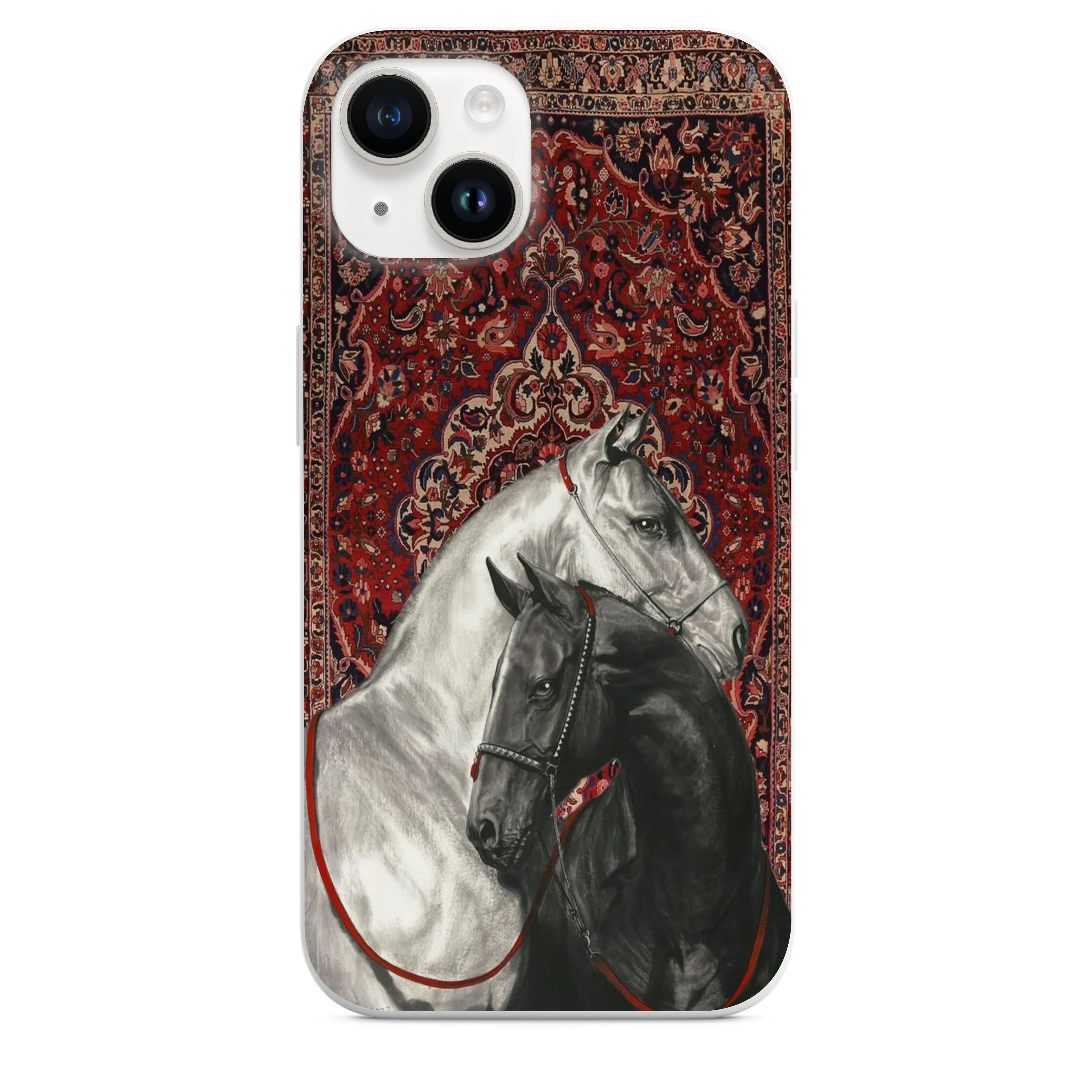 Black and White Horse Kilim Telefon Kılıfı