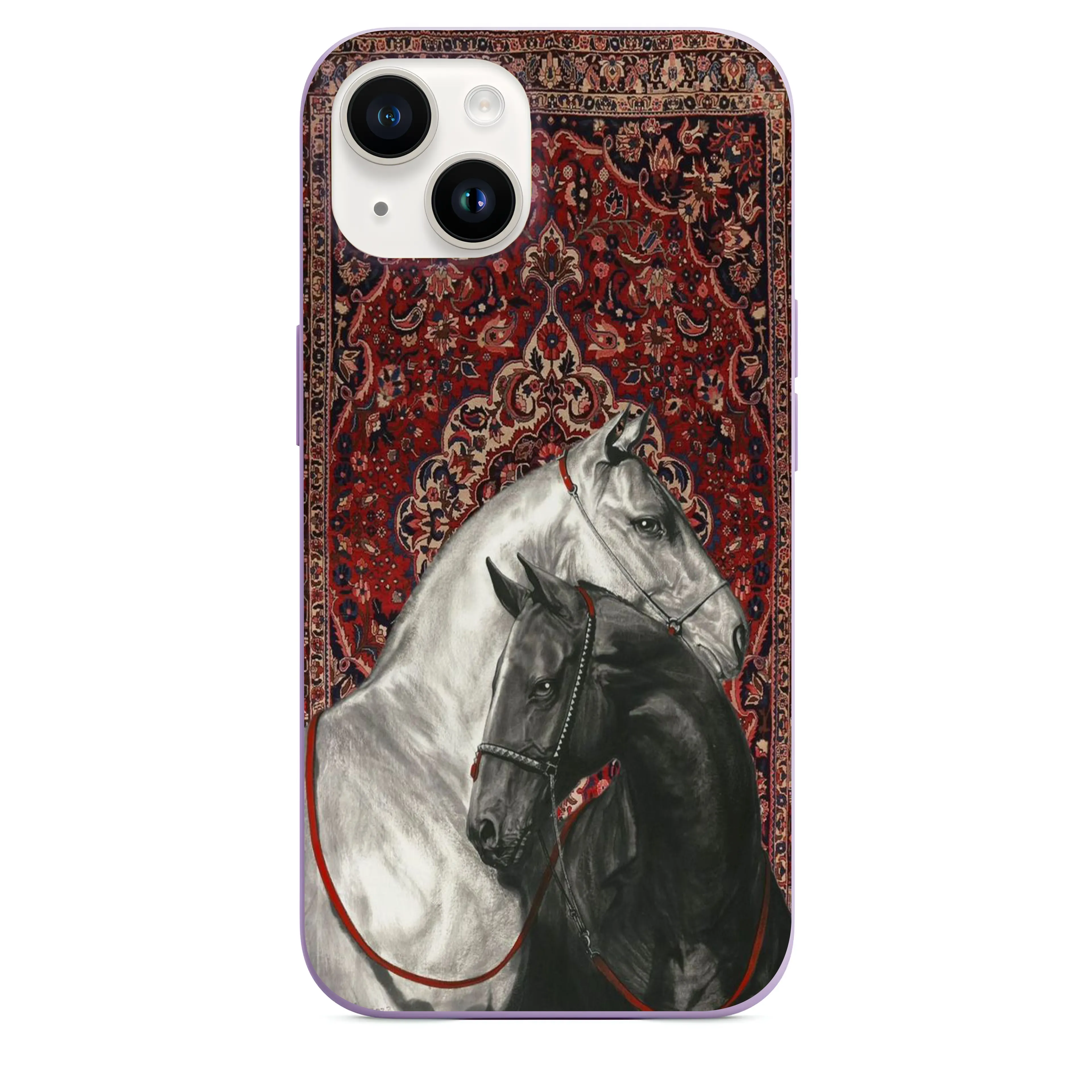 Black and White Horse Kilim Telefon Kılıfı