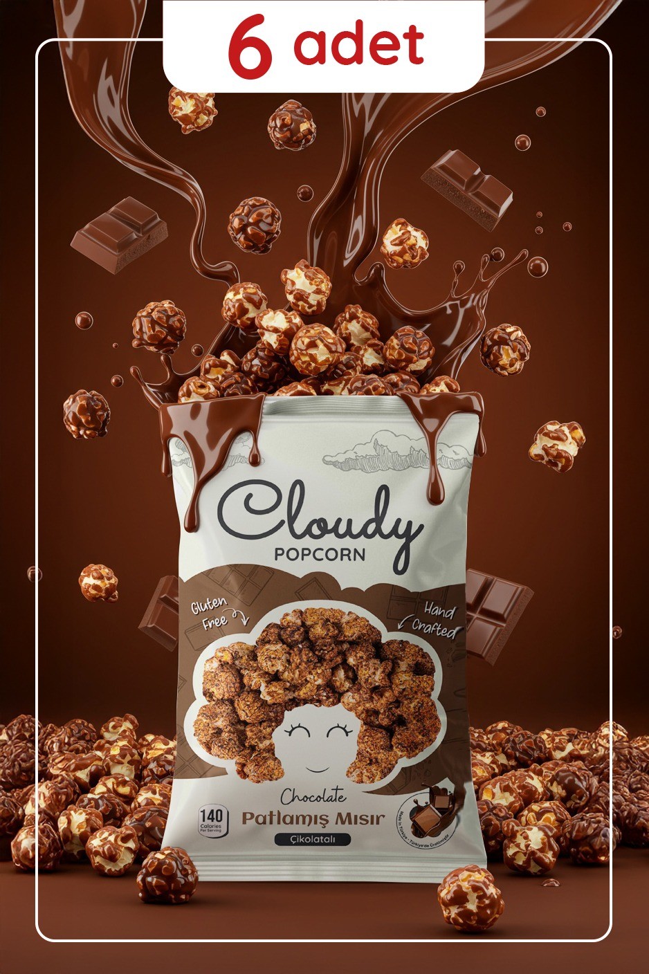 Popcorn Çikolatalı Patlamış Mısır 80 gr X6 Adet