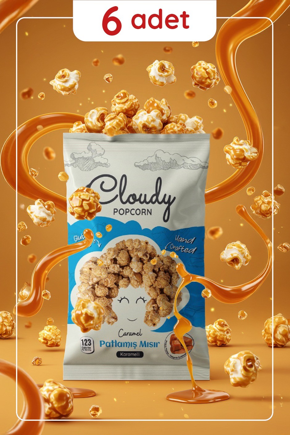 Popcorn Karamelli Patlamış Mısır 80 gr X6 Adet