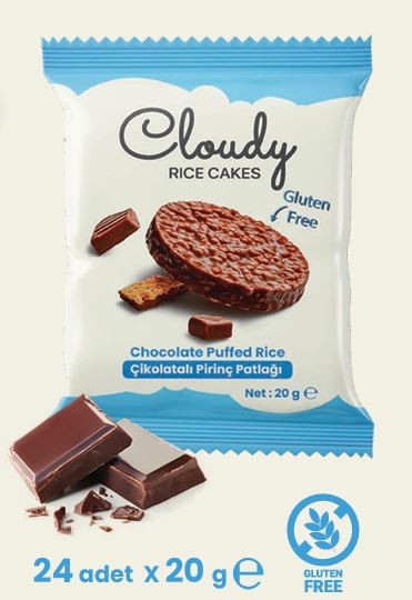 Cloudy Rice Cake - Sütlu Çikolata Kaplamalı Pirinç Patlağı 20 Gr x 24 Adet