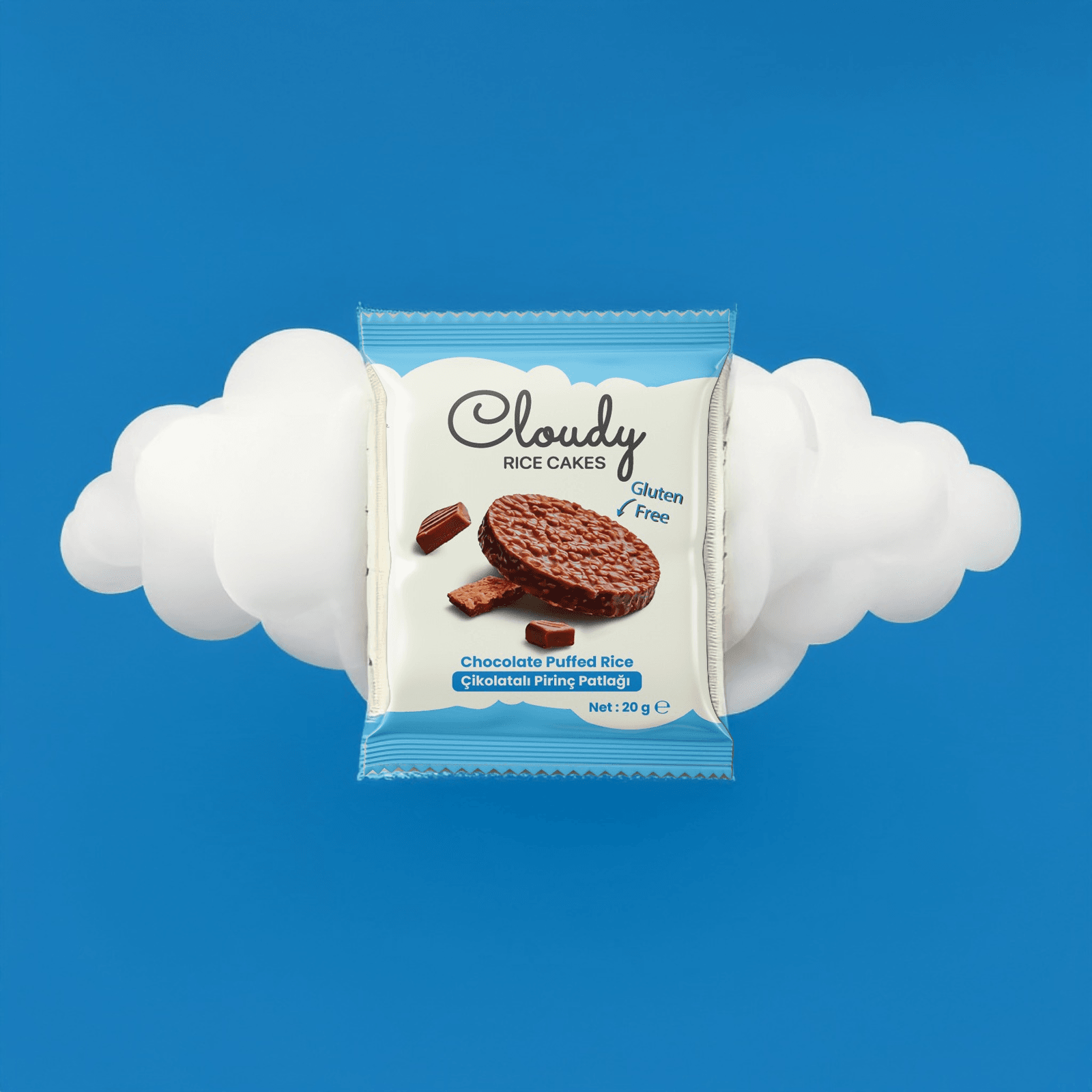 Cloudy Rice Cake - Sütlu Çikolata Kaplamalı Pirinç Patlağı 20 Gr x 24 Adet