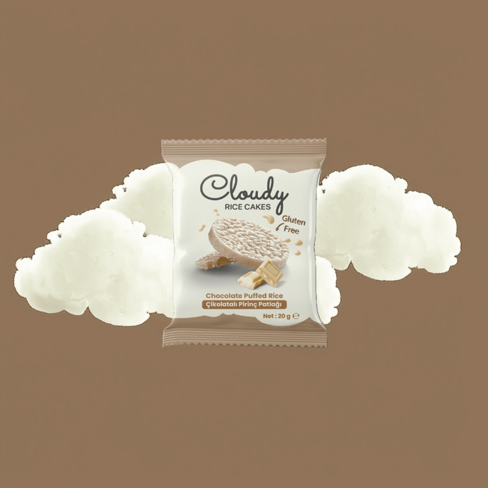 Cloudy Rice Cake -  Beyaz Çikolata Kaplamalı Pirinç Patlağı 20 Gr x 24 Adet