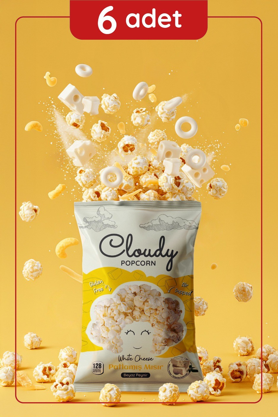 Popcorn Beyaz Peynir Patlamış Mısır 35 gr X6 Adet