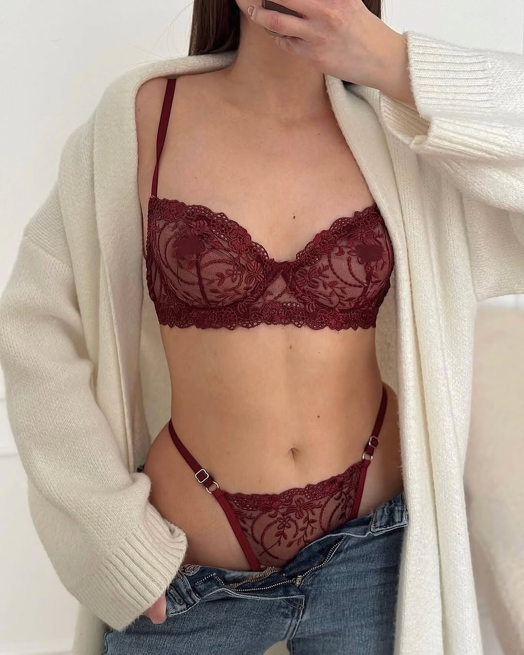 Alya Bordo Bra Takım