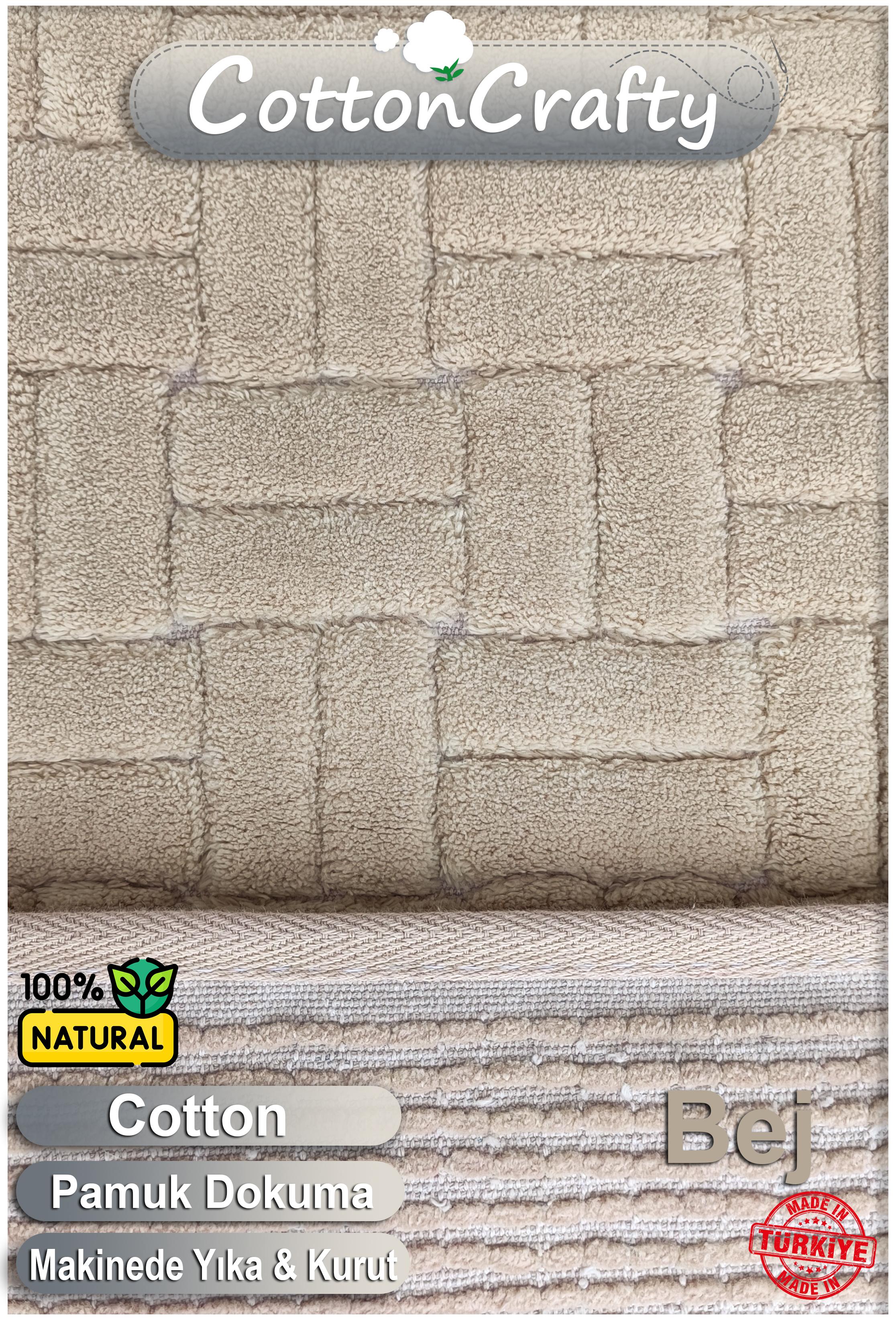 Pamuk Dokuma & Tafting Su Emici Banyo Paspas Seti, Banyo Halısı DOMİNOMOSS 2 Li Set 60x100 - 60x50 cm