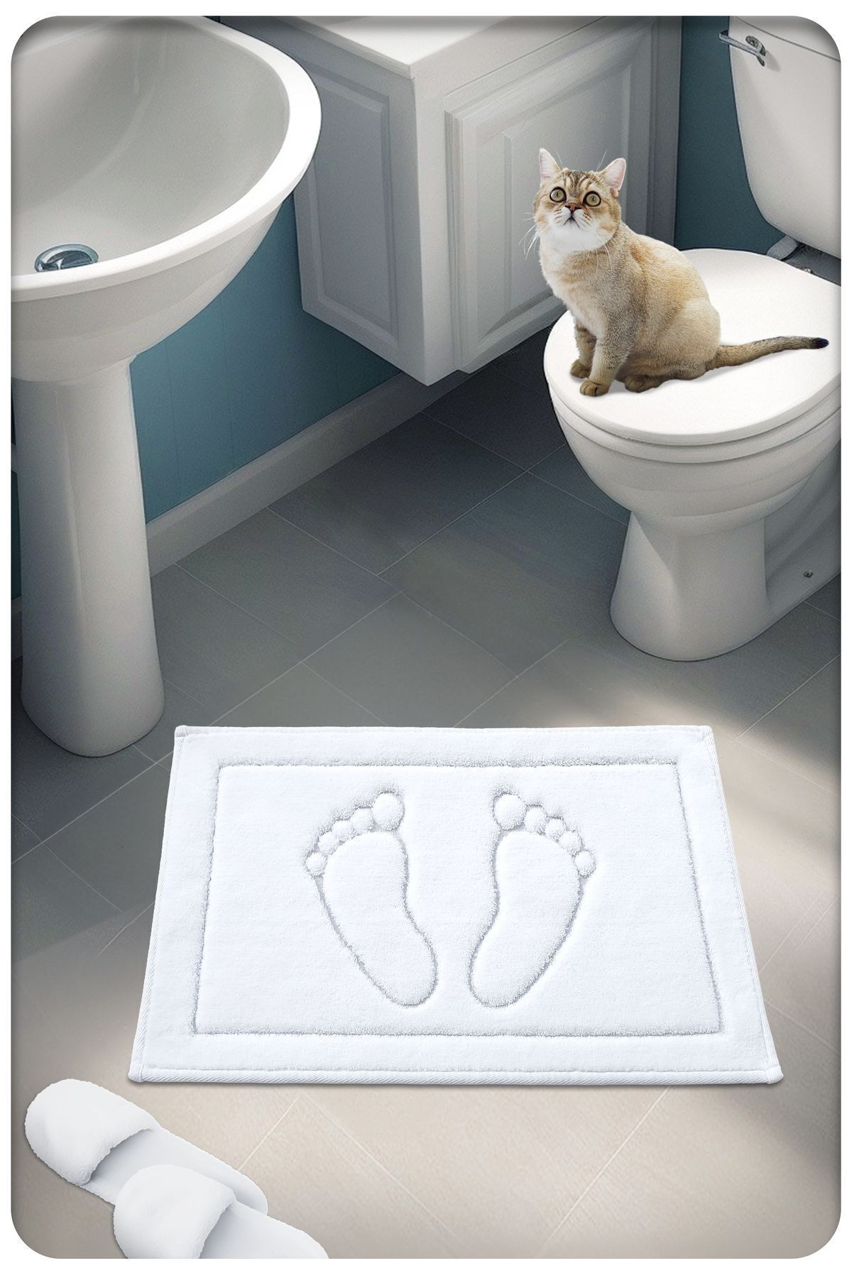 Pamuk Dokuma Su Emici Banyo Paspası Ayak 60x40 CM